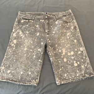 Parish Denim Shorts Mens 44 Gray Acid Wash Bermuda Relaxed Fit Skater Streetwear